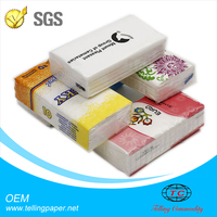 Mouchoirs en papier imprimés en pâte vierge, format de poche, avec logo personnalisé, jetables, 3 plis, en sachets en papier