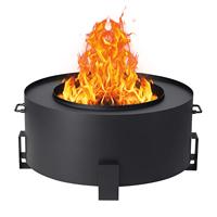 Brasero extérieur sans fumée de 27 pouces, grand brasero en métal pour brûler du bois avec couvercle imperméable, pique à bois pour patio, jardin, camping