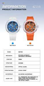 Reloj Mecánico de buceo para hombre, Funda de cristal óptico, correa de goma, puntero luminoso, novedad - Product Image 4