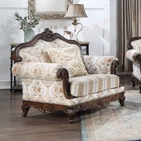 Meubles de salon de luxe pour la maison, structure en bois massif avec canapé en tissu antique sculpté à la main, couleur personnalisable
