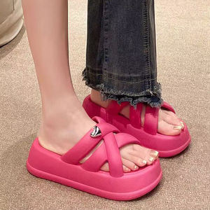 Talons pour femmes et dames femmes sandales plage décontracté diapositives pantoufles avec talon plate-forme sandales chaussures - Product Image 3