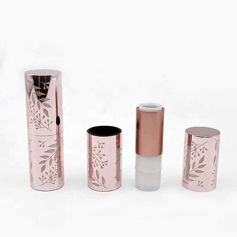 Round Magnetic Refillable Lipstick Tubes Custom Refills Packaging Aluminum Lipstick Containers Metal Lipstick Tubes