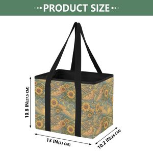 Sunflower Print <b>Foldable</b> Shopping <b>Bag</b> Large Capacity Polyester Tote <b>Bag</b> for Travel Outdoor Daily Use - Product Image 2