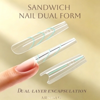 ARNAILO Puntas de Uñas de Plástico ABS Reutilizables de Cobertura Completa, Estilo Doble Forma Sándwich, Ataúd Francés, Cuadradas, Ovaladas, Stiletto, de Larga Duración