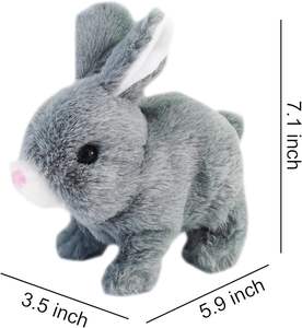 Conejito de peluche gris personalizado, saltador Animal eléctrico, conejo peludo con sonidos para niños y niñas, regalo para niños pequeños, juguete de peluche de conejo de 7 pulgadas - Product Image 2