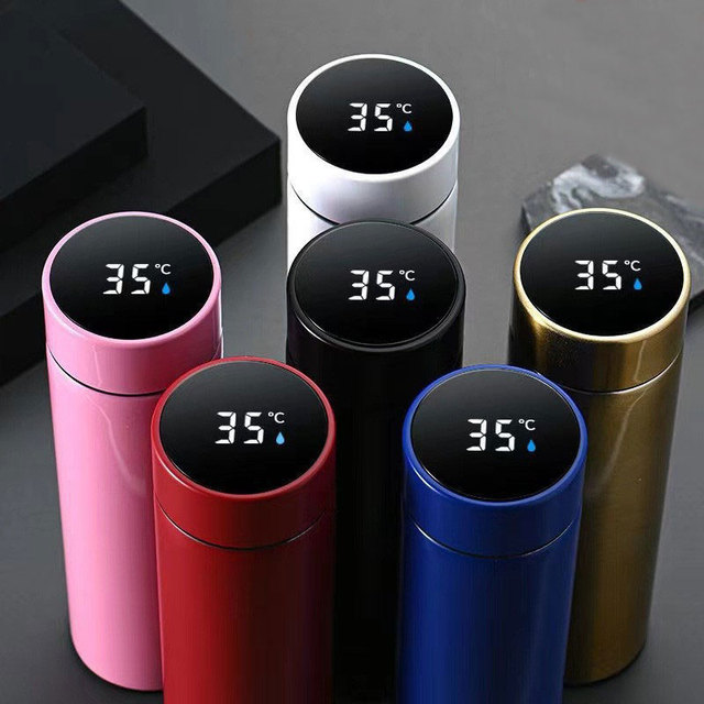 YEKEA Smart Temperature Display Customized 500ml LED Metal Insulation Water Bottles Stainless Steel Intelligent Vacuum Flask