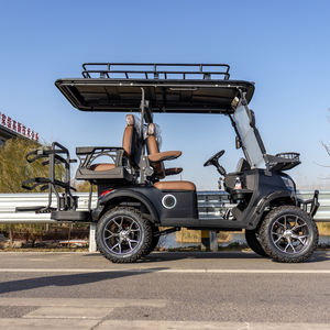 Voiture de golf électrique personnalisée noire avec batterie au lithium, 4 places, avec panneaux solaires - Product Image 5