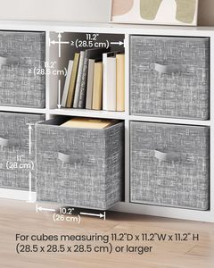 Best Price 6pcs 11-Inch <b>Collapsible</b> Non-Woven Fabric <b>Storage</b> Cube Boxes Double Handles Functional Foldable Organizer Bins Wood - Product Image 2