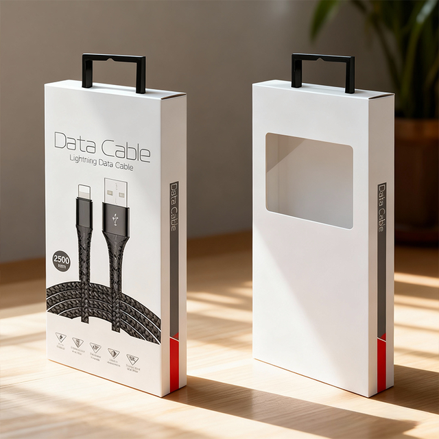 Custom Hanging Charger Data Cable Headset Packaging Window Phone Accessories Usb Cable Packing Electronics Craft Paper Boxes