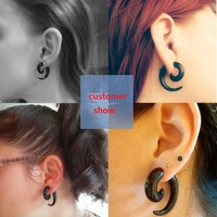 Tunnel d'oreille en acrylique noir en spirale, dilatateur d'oreille, bijou de piercing corporel