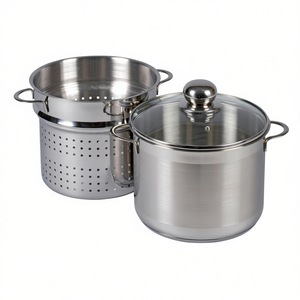 Spaghetti Pot With Glass Lid 6.5 L 24 Cm Stainless Steel 3 Piece <b>Set</b> - Product Image 2