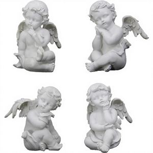 ZICOM Juego de 4 Ángeles Guardián Pintados a Mano, Sentados, 12 cm de Altura, Decoración para el Hogar, Alemania (9069-E202) - Product Image 1