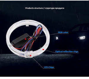 TAOCHIS 12v APP RGB Angel Eyes DRLカー<span class=keywords><strong>LED</strong></span>ヘッドライトレトロフィットライトガイド光学ハローリング80mm 95mmホワイトブルーグリーン - Product Image 6