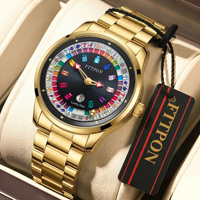 Montre à quartz Lucky 7 Seven FTTPON, Dieu des joueurs, nouvelle arrivée, design luxueux, étanche, en acier inoxydable, pour hommes, Reloj
