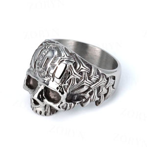 Anillo Gótico de Acero Inoxidable 316L Yunnique con Calavera y Huesos Cruzados para Hombre, Tono Plata Antigua, Estilo Atrevido, Oscuro, Rebelde, Motero, Punk, Hip Hop, Regalo - Product Image 4