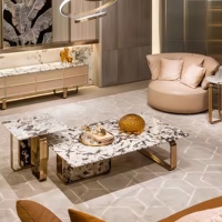 Vente en gros de produits standard d'exportation de haute qualité table basse en marbre moderne ensemble de table basse de luxe pour salon