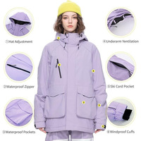 Combinaison de ski unie imperméable 100 % polyester avec capuche, coupe décontractée, coupe-vent, fermeture éclair, pour snowboard, modèle transfrontalier