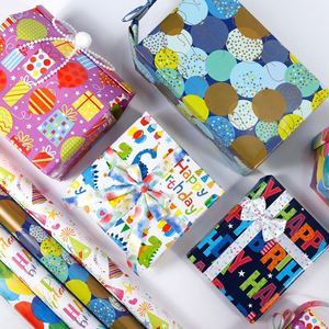 Haute qualité en gros 80g anniversaire Art papier tissu 43*300cm cadeau luxe emballage personnalisé rouleau de papier d'emballage - Product Image 6