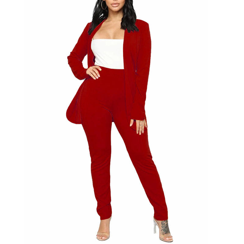 Ensemble tailleur deux pièces rouge pour femme