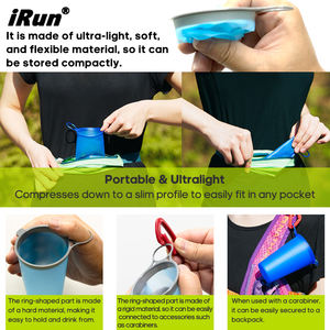 Vaso de Agua Plegable <span class=keywords><strong>IRun</strong></span> con Logotipo Personalizado, Vaso de Agua Ultraligero y Portátil de TPU para Ultramaratón - Product Image 3