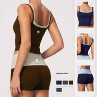 Pakaian Olahraga Khusus FitnessTank Top Celana Pendek Yoga 2 Pcs Set Kebugaran Gym Pakaian Olahraga Bernapas Set Yoga Ropa Deportiva