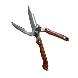 Ciseaux à volaille détachables personnalisés, manche en bois, acier inoxydable, ciseaux de cuisine multifonctions, commande en gros pour l'hôtellerie, la restauration et l'usage domestique - Product Image 1