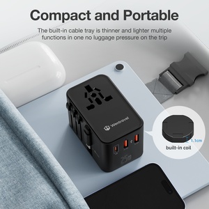 Adaptateur secteur de voyage <span class=keywords><strong>universel</strong></span> rapide Wontravel PD 25W avec technologie PPS GaN, câble rétractable pour ordinateur <span class=keywords><strong>portable</strong></span>, appareil photo, prise mondiale - Product Image 6