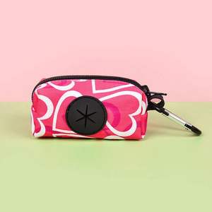 Sıcak satış Premium kırmızı kalp baskılı köpek koşum tasma ve Poop çanta tutucu Set nefes evcil hayvan koşumu toptan - Product Image 4