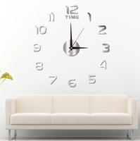 Jam Dinding Stiker Akrilik Digital Dekoratif OEM Creative Pointer Numbers Silent Clock, Jam Dinding DIY Sederhana Besar untuk Kamar Tidur