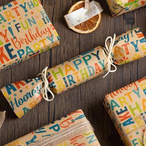 Kraft Birthday Wrapping <b>Paper</b> Colorful Happy Birthday Pattern 1 <b>Roll</b> Party Baby Shower Gift <b>Wrap</b> - Product Image 5