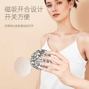 <b>Compact</b> Folding Makeup <b>Mirror</b> Round Aluminum Lens Magnetic Closure Portable For Women - Product Image 1