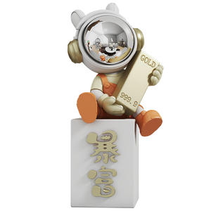 Figura de Resina de Astronauta Moderna, Decoración Auspiciosa con la Frase 'Get Rich', Adorno de Astronauta de Moda para Sala de Estar, Entrada, Dormitorio - Product Image 2