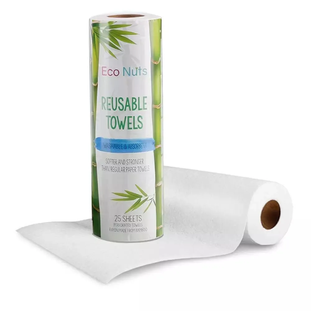 Serviettes en papier de lavage réutilisables, 25 pièces, écologiques, Fiber de bambou, pour la cuisine, 5 couleurs
