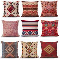 Housse de coussin carrée, style bohème ethnique, motif géométrique abstrait, housse de coussin décorative pour canapé, salon, lit