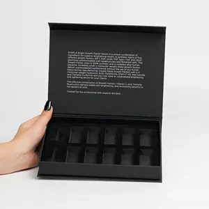 Custom Logo Luxury Black Hard Paper Cosmetic Design Magnetic Packaging Box Rigid Perfume Box