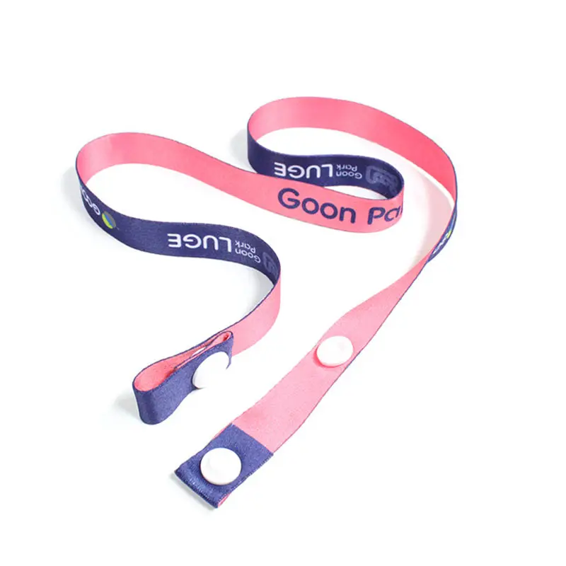 Promotional custom printed logo nylon pink lanyard with snap button