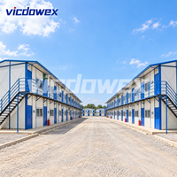 VICDOWEX Bâtiment préfabriqué modulaire de type K personnalisé, panneau sandwich en acier, couleur bleu clair, design contemporain pour la construction