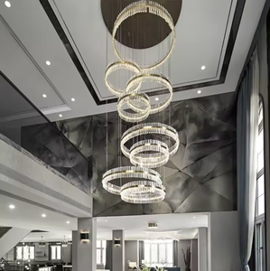 Zèle éclairage anneau suspendu lustres modernes led lustre rond en cristal or salon éclairage - Product Image 5