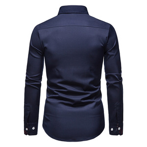 Groothandel Mannen Nieuwe Aankomst Rechtbank Stijl Shirts Lange Mouw Revers Kraag Knoop Effen Kleur Europa Heren Casual Shirt - Product Image 4