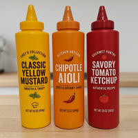 Bouteille en plastique personnalisée de 200 ml, 300 ml, 400 ml de qualité alimentaire pour remplissage à chaud, idéale pour sauces, ketchup, miel, confiture – Emballage souple à presser