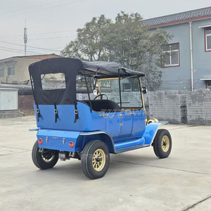Vente en gros usine Voiture électrique rétro classique vintage bleue à 2 rangées pour tourisme et stations balnéaires avec auvent - Product Image 2