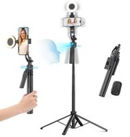 Trépied à selfie C12 1,8 m pour téléphone portable 360° ° Trépied de prise de vue à suivi IA à rotation automatique avec télécommande et support pour téléphone portable