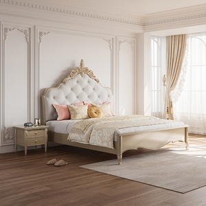 <span class=keywords><strong>Lit</strong></span> capitonné en bois massif de style français personnalisable pour projets hôteliers/appartements - Taille King avec cadre sculpté, OEM/ODM - Product Image 4