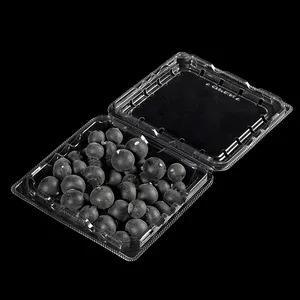 Doorzichtige Pet Plastic Blueberry Box Blaar Ventilatieopeningen Fruit Container 4.4Oz Wegwerp Moerbei Bosbessen Verpakking 125G