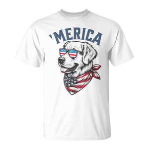 Camiseta Golden Retriever 4th Of July Merica Usa con gafas de sol - Product Image 1
