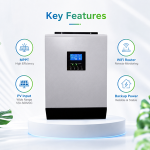 Convertisseur solaire monophasé 5 kW, système solaire hybride, entrée de tension <span class=keywords><strong>PV</strong></span> MPPT, <span class=keywords><strong>routeur</strong></span> WiFi pour une utilisation domestique, alimentation de secours - Product Image 2