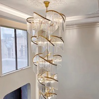 Moderne Double Hauteur Or Couleur Luxe Grand 5 Niveaux 3.5m Hauteur K9 Lustre En Cristal pour Maison Villa Foyer Escalier