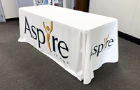 Nappe de table 4/6/8 pieds pour salon professionnel, drapé personnalisé avec logo couleur et bannière publicitaire imprimée