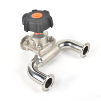 Vanne à membrane manuelle de type U à 3 voies en acier inoxydable sanitaire SS316L poli miroir Port de 1 "serré/soudé/connexion filetée