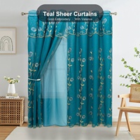 Rideaux de fenêtre transparents brodés à œillets avec cantonnière, double couche, pour chambre et cuisine, vente en gros, usine de rideaux